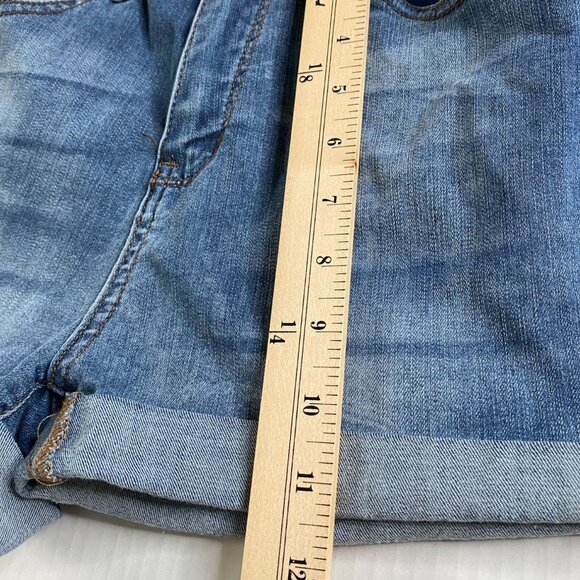 Blue Savvy Blue Denim Stretch Shorts with Cuffed Hem Size S Coquette Sexy Y2K - Picture 4 of 7